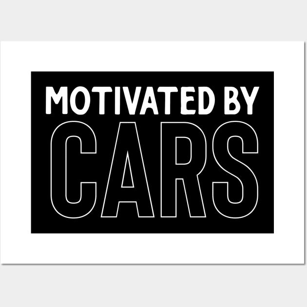 Motivated by cars white Wall Art by Sloop